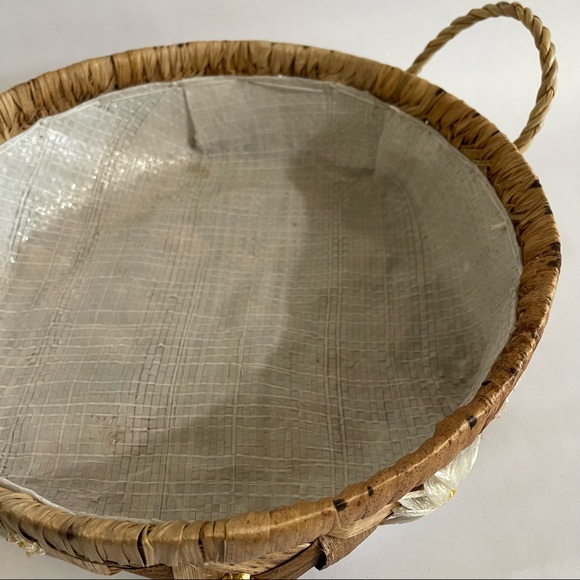 Handmade Woven Display Bowl with Floral Embroidery - Picture 3 of 9